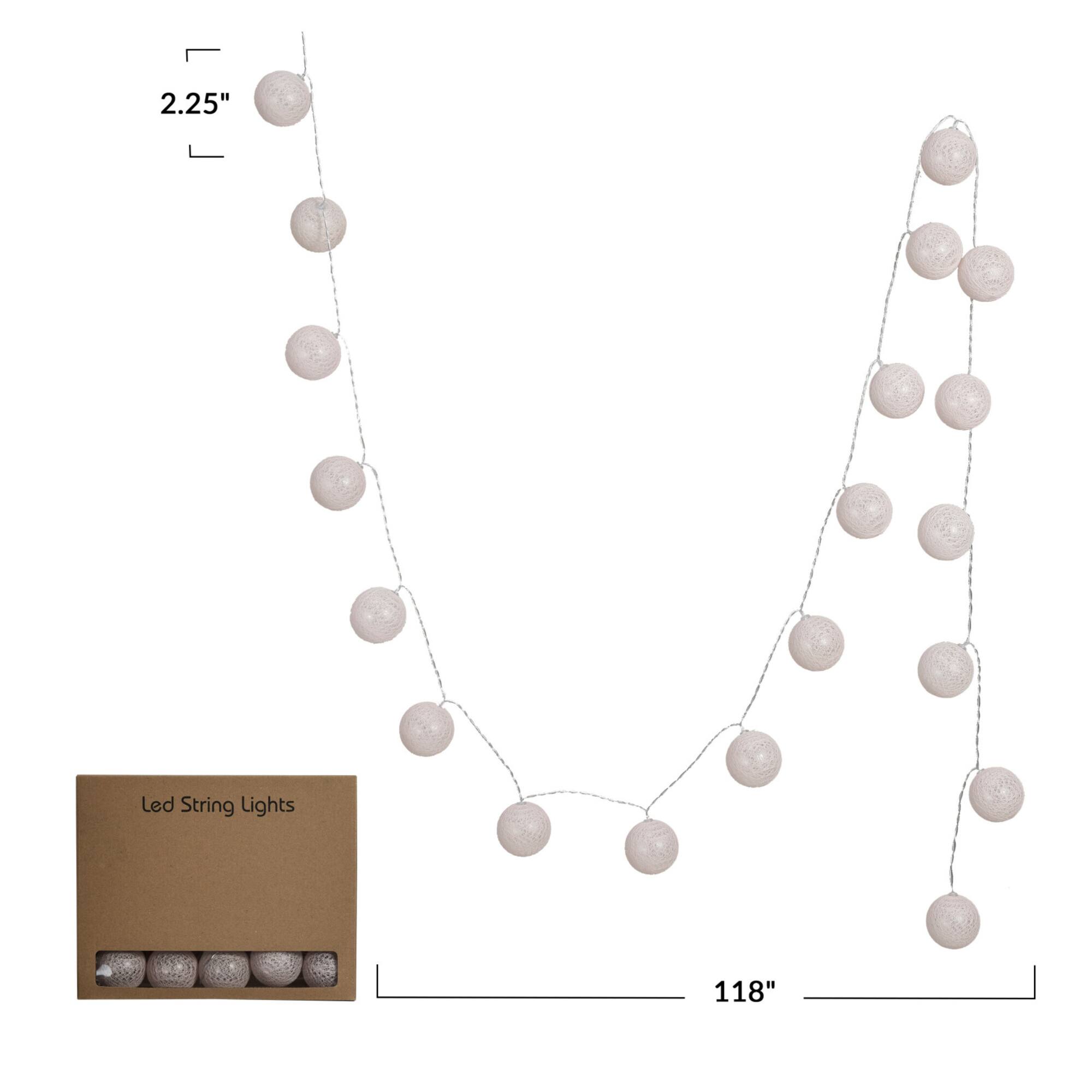 Hello Honey® 20ct. Taupe Fabric String Ball Lights with Plastic Cord